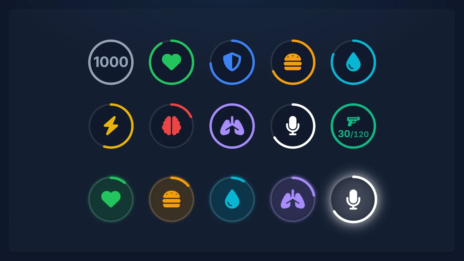 Every indicator, and below them the warning glow beating on health, hunger, thirst and oxygen